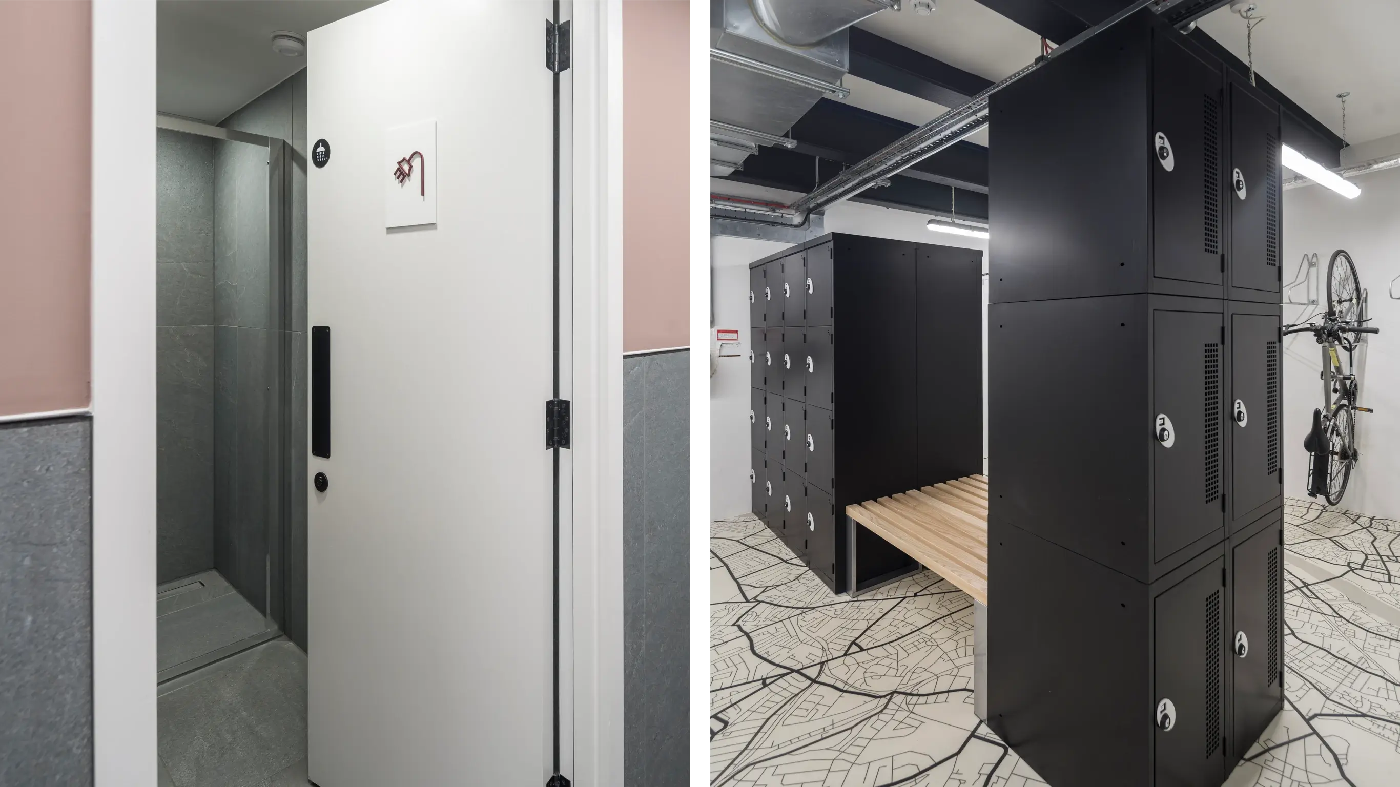 Shower facilities and bike storage with lockers